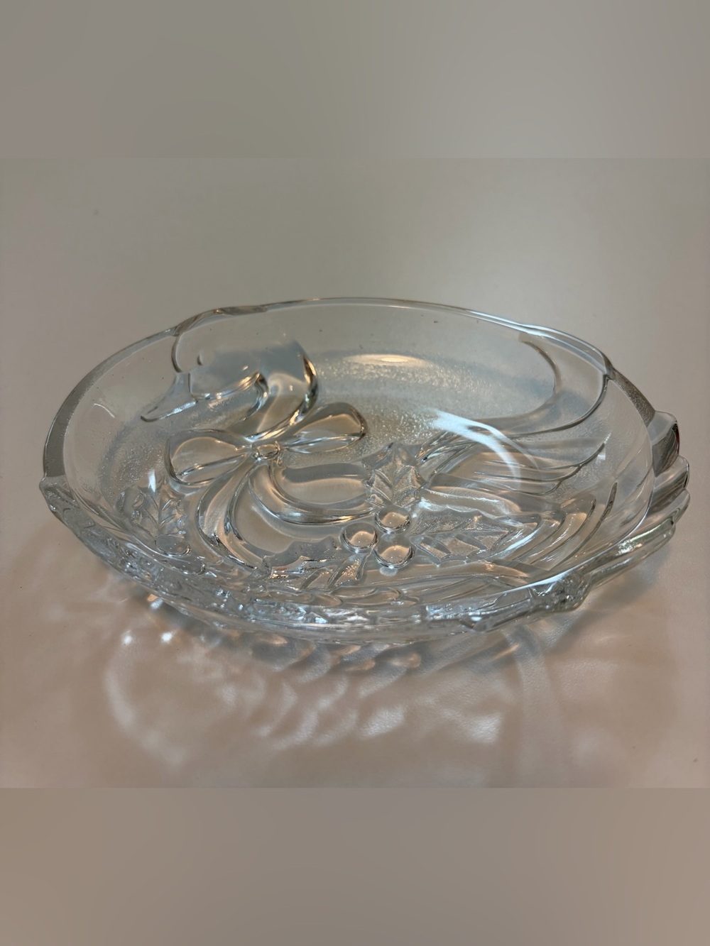 Vtg Mikasa Holiday Goose Clear Glass Candy Trinket Dish Coquette Christmas Swan